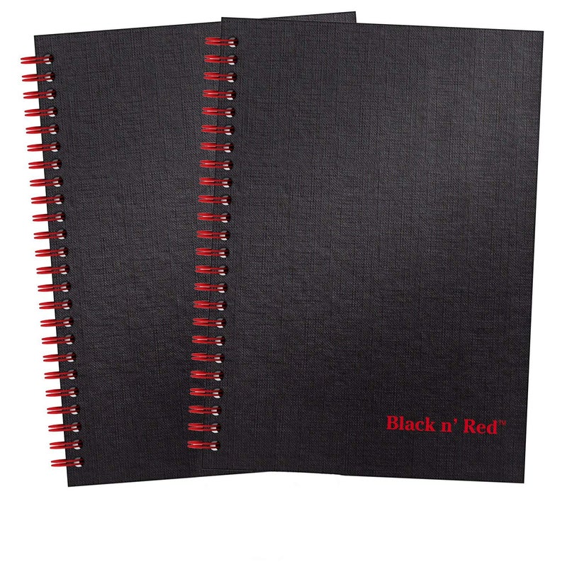 Black n' Red Notebook, Durable Hardcover, Premium Optik Paper, Scribzee App Compatible, Environmentally Friendly, Spiral Binding, 8-1/4" x 5-1/4", 70 Double-Sided Ruled Sheets, (Pack of 2) - Image 1